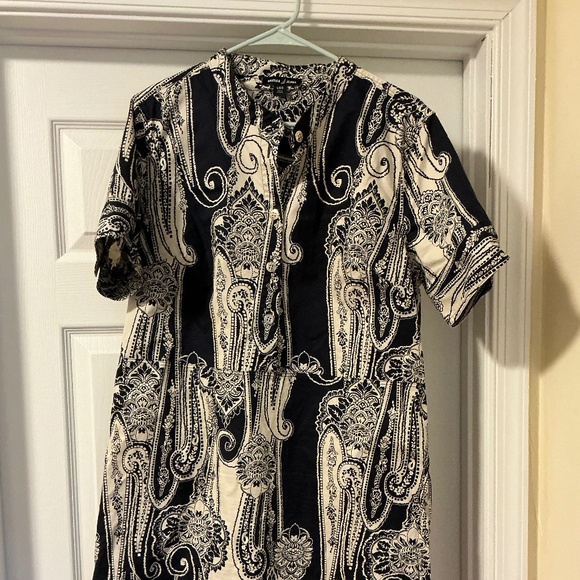 Nautica Jeans Navy and Cream Paisley Dress - Picture 1 of 6
